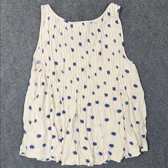 Anthropologie Maeve Soana Swing Pleated Ivory Blue Polka Dot Tank Top. Sz8P (T2) - Picture 5 of 8
